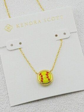 🎁Kendra Scott Softball Gold Short Pendant Necklace